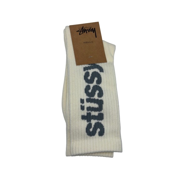 Stussy Other - Stussy Stock Crew Socks Beige Grey Logo Mens Size 8-13 New 138775 Streetwear